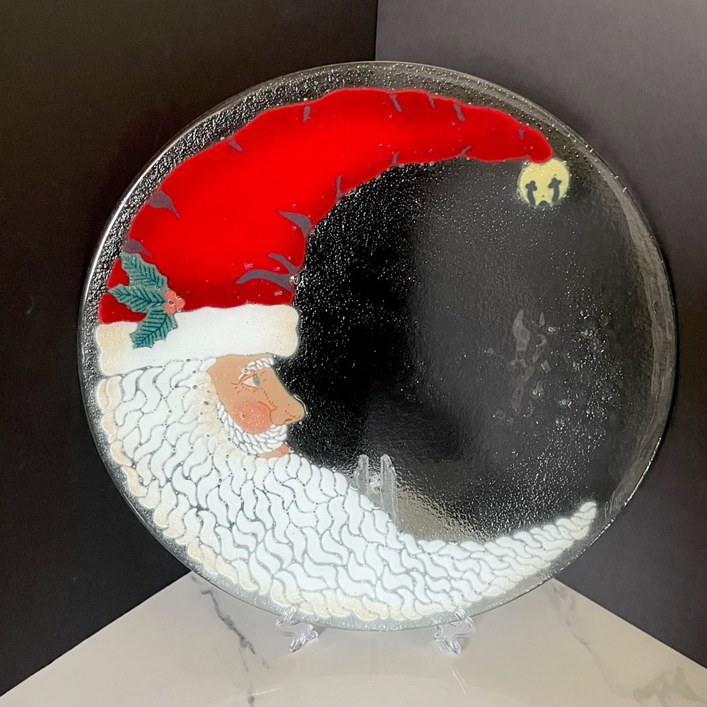 16" St. Nick Crescent Moon Santa Platter by Peggy Karr